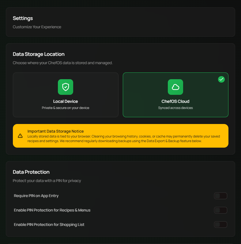 Local vs Cloud Sync Option